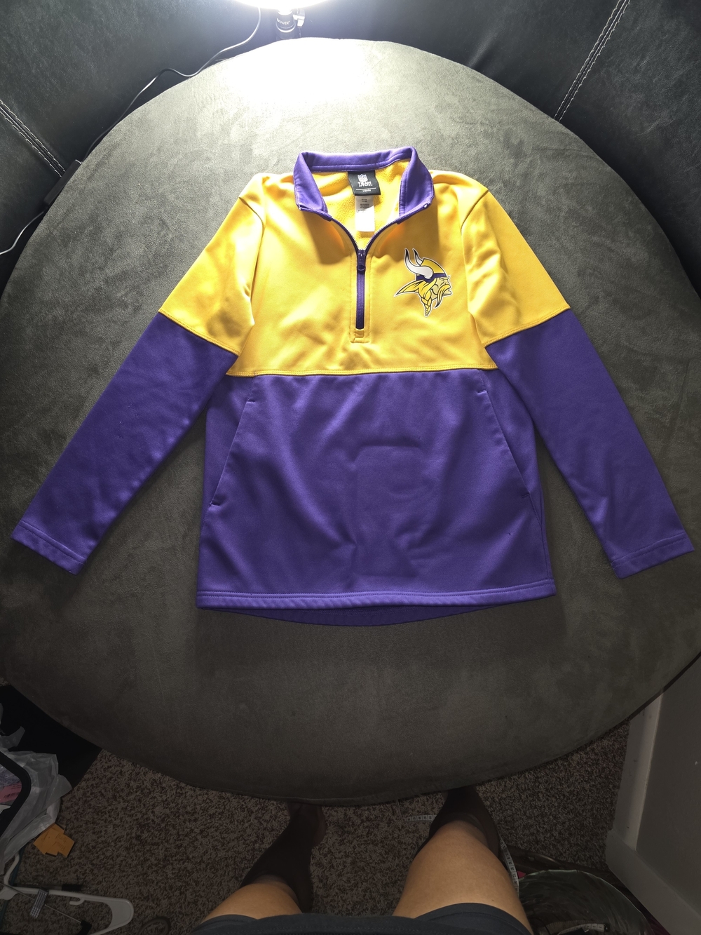 NFL Youth Vikings Colorblock Quarter-Zip Pullover - Purple & Gold